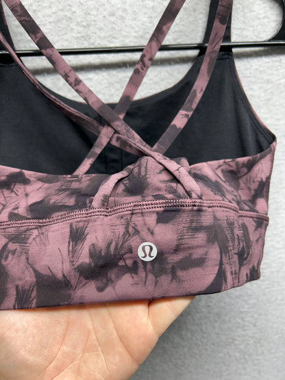 Lululemon Energy Bra Long Line Size 6 Mini Dusk Floral Antique Bark Black