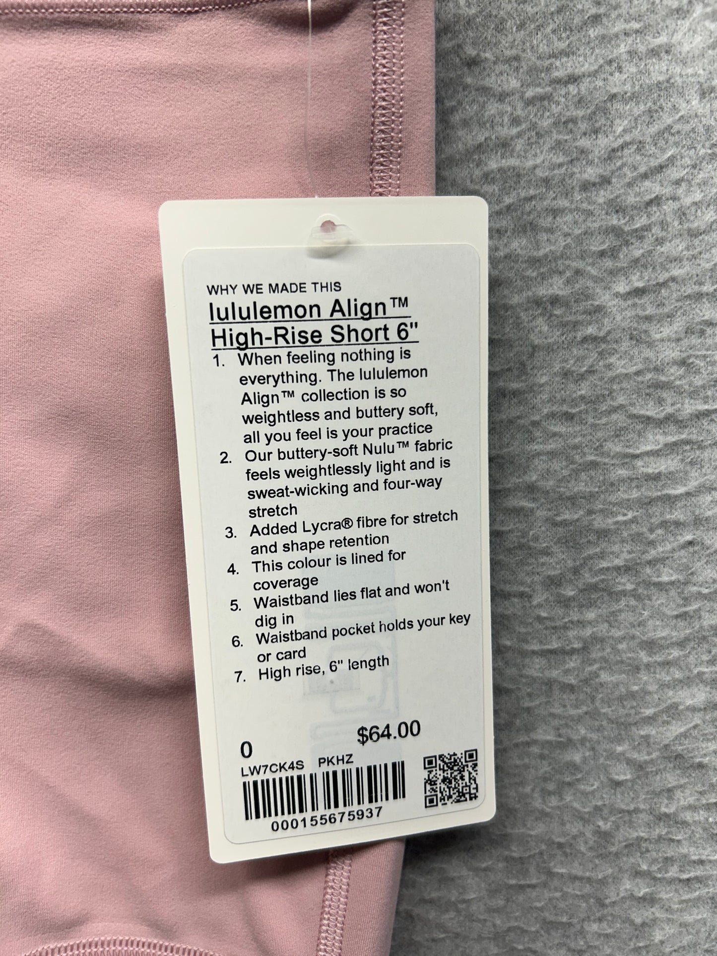 Lululemon Align High-Rise Short 6" Size 0 Pink Haze