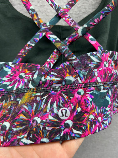 Lululemon Energy Longline Bra Size 8 Floral Electric Multi
