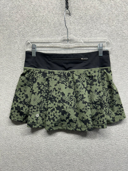 Lululemon Pace Rival Skirt Size 4 Efflorescent Barracks Green | Black