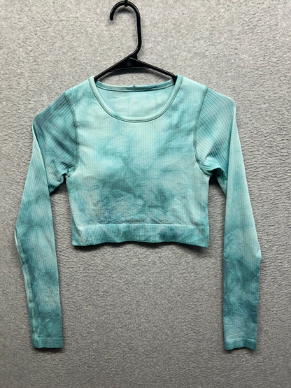 Lululemon Ebb to Street Long-Sleeve Shirt Size 4 (Square) Marble Dye Tidal Teal