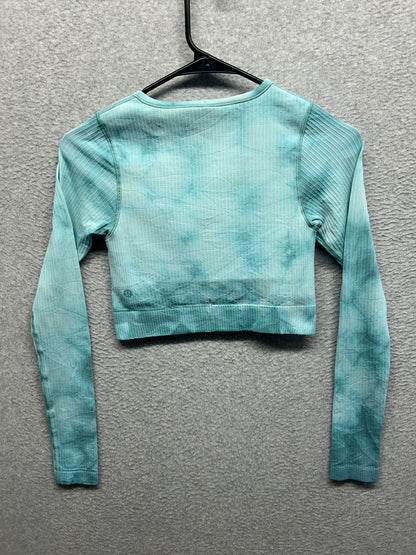 Lululemon Ebb to Street Long-Sleeve Shirt Size 4 (Square) Marble Dye Tidal Teal