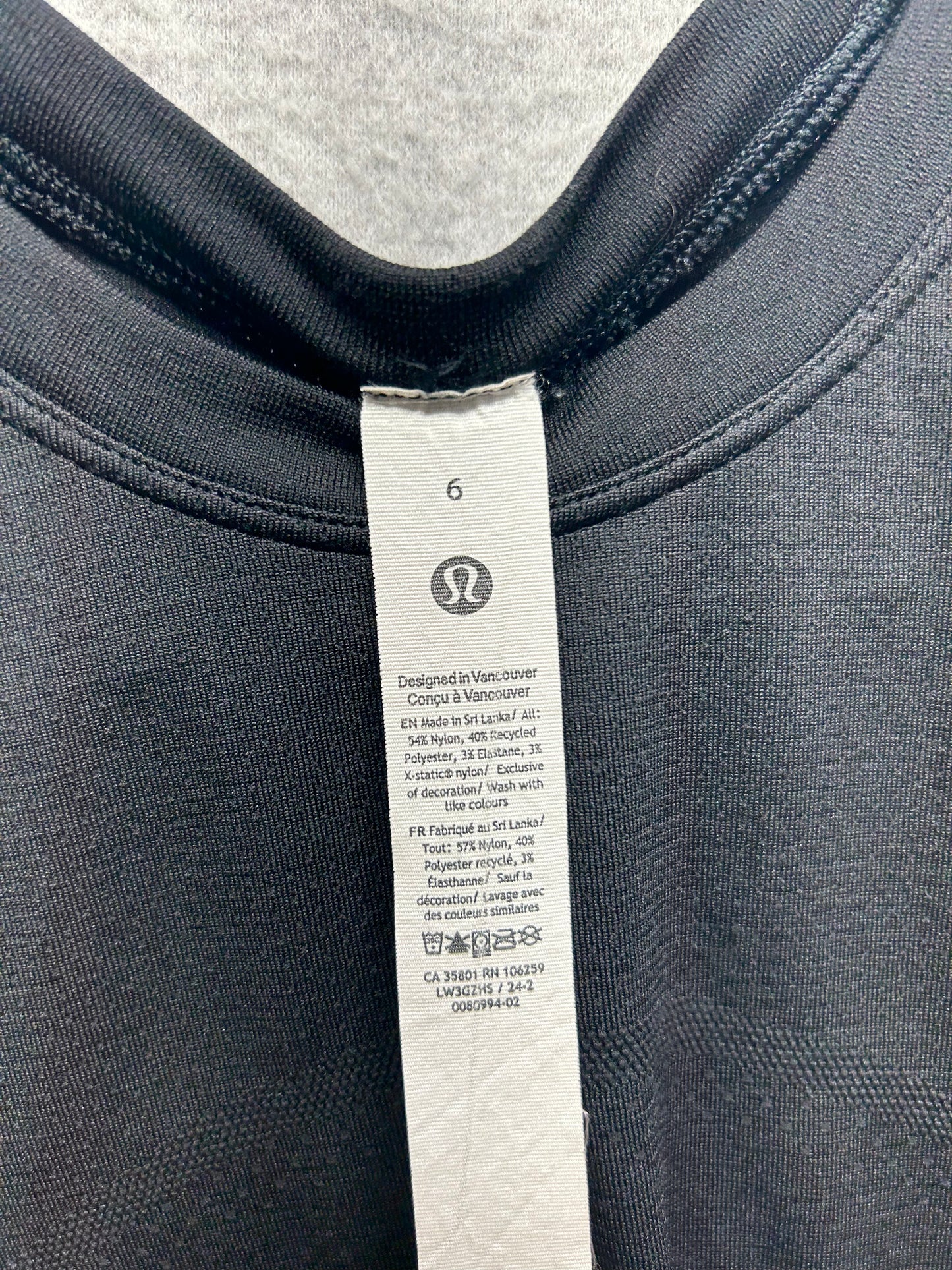 Lululemon Swiftly Tech Cropped Short-Sleeve Shirt 2.0 Size 6 Black