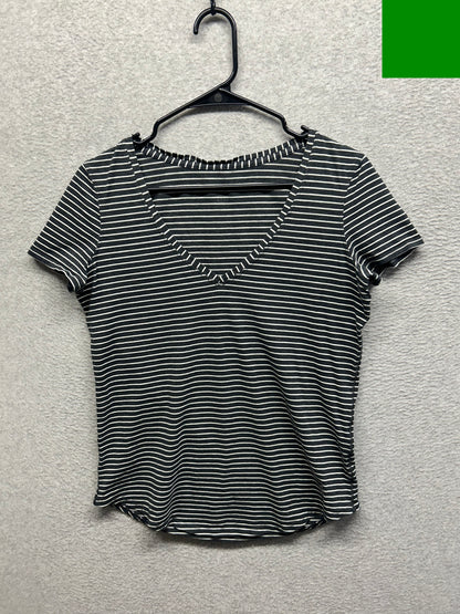 Lululemon Love Tee V Size 6 Modern Stripe Heathered Black White