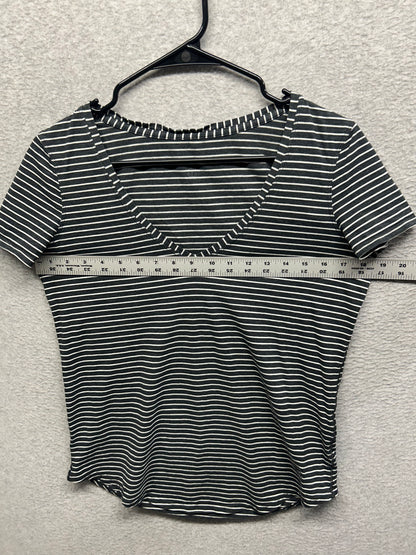 Lululemon Love Tee V Size 6 Modern Stripe Heathered Black White