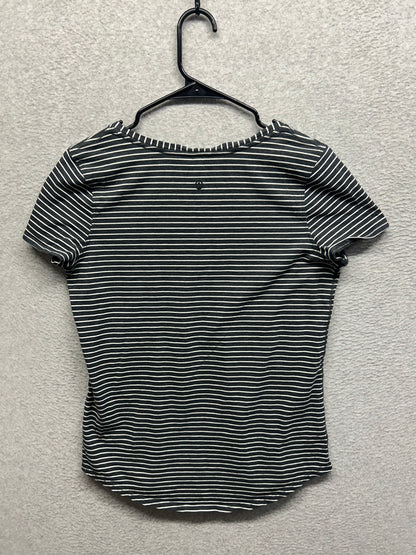 Lululemon Love Tee V Size 6 Modern Stripe Heathered Black White