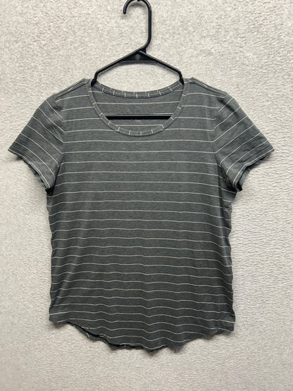 Lululemon Love Tee V Short Size 6 Serve Stripe Heathered Black White