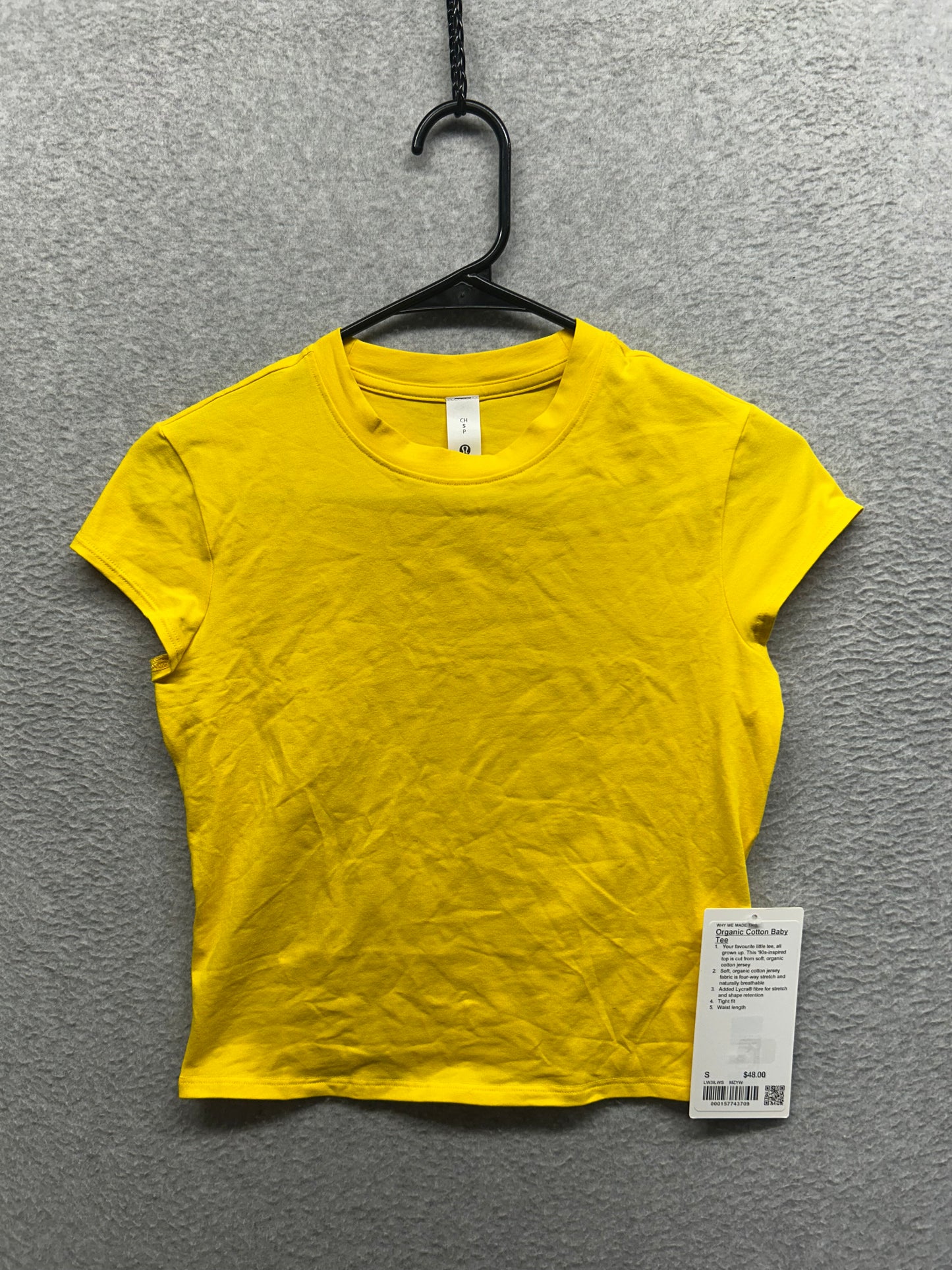 Lululemon Organic Cotton Baby Tee Size S Maize Yellow