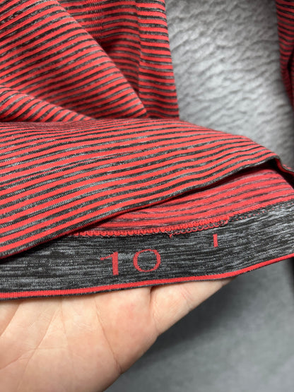 Lululemon Swiftly Tech Long Sleeve Shirt 2.0 Race Length Size 10  Chroma Check Stripe Raspberry Cream