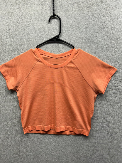 Lululemon Swiftly Tech Cropped Short-Sleeve Shirt 2.0 Size 10 Orange