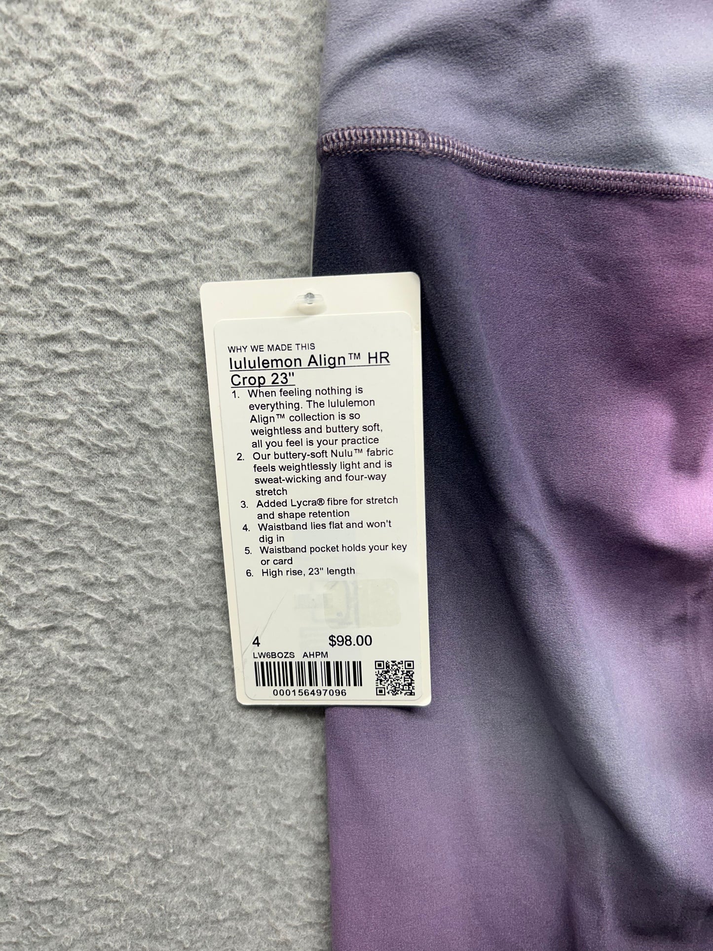 Lululemon Align High-Rise Crop 23" Size 4 Aurora Haze Purple Multi