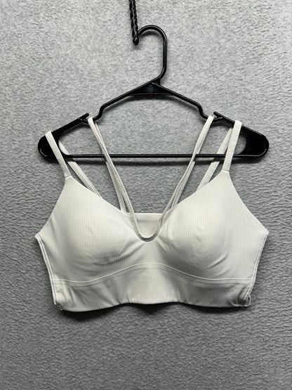 Lululemon Like a Cloud Strappy Longline Ribbed Bra Size 14 White
