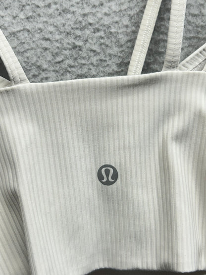 Lululemon Like a Cloud Strappy Longline Ribbed Bra Size 14 White
