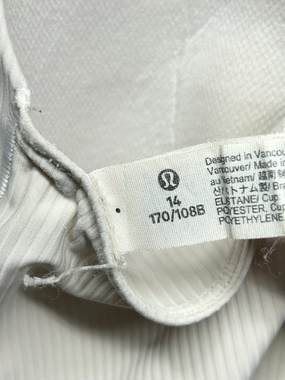 Lululemon Like a Cloud Strappy Longline Ribbed Bra Size 14 White