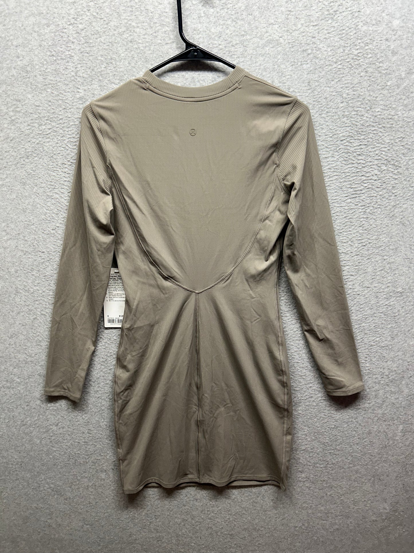Lululemon All Aligned Ribbed Long-Sleeve Henley Dress Size 6 Warm Ash Grey