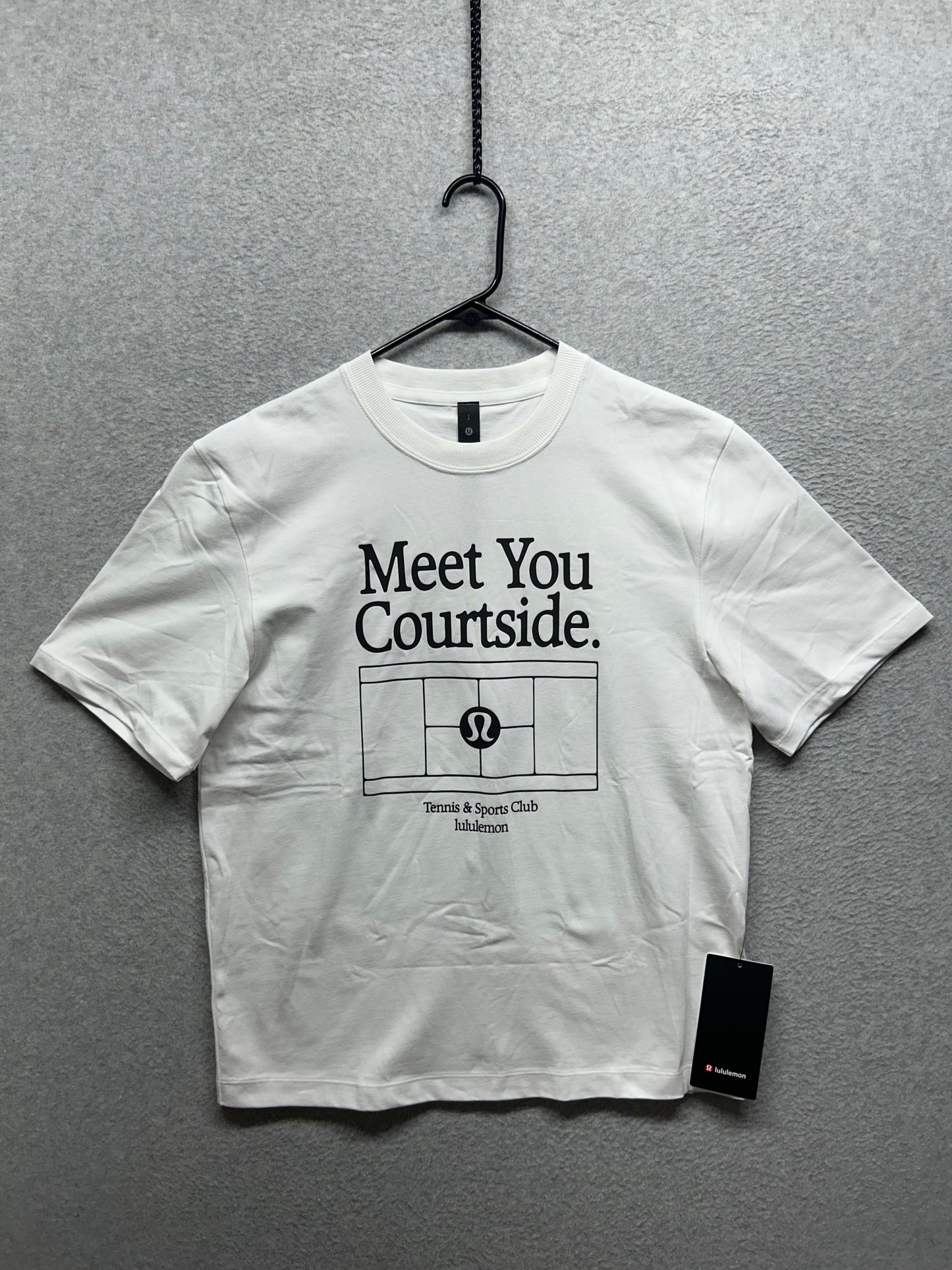 Heavyweight Cotton T-Shirt Meet Your Courtside Graphic Size Small White