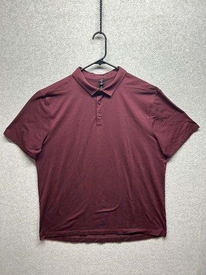 Lululemon Evolution Short Sleeve Polo Shirt Size 2XL Red Cassis