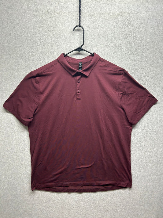 Lululemon Evolution Short Sleeve Polo Shirt Size 2XL Red Cassis