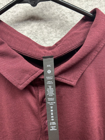 Lululemon Evolution Short Sleeve Polo Shirt Size 2XL Red Cassis