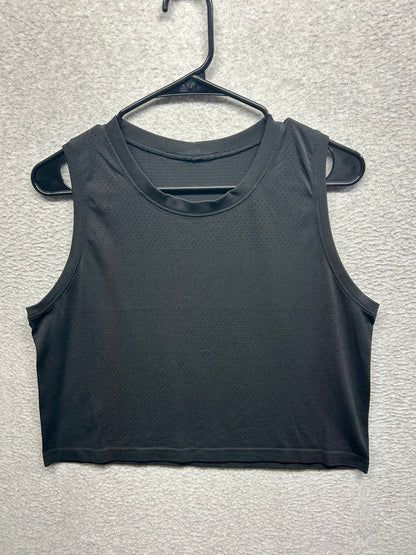 Lululemon Breeze By Muscle Crop Tan Logo Spellout Size 8 Black