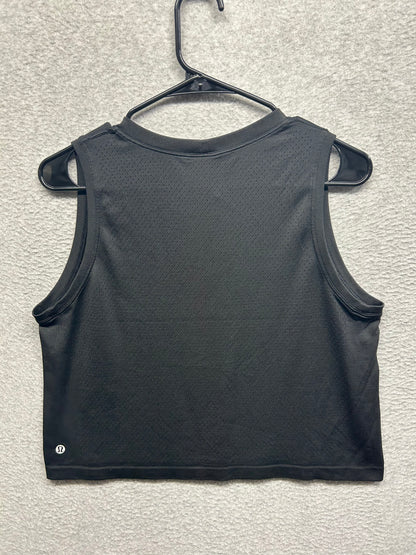 Lululemon Breeze By Muscle Crop Tan Logo Spellout Size 8 Black
