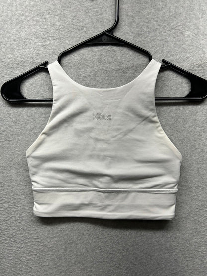 Lululemon Energy High-Neck Longline Bra Size 4 White / Silver Blue