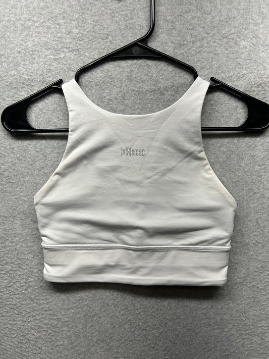 Lululemon Energy High-Neck Longline Bra Size 4 White / Silver Blue