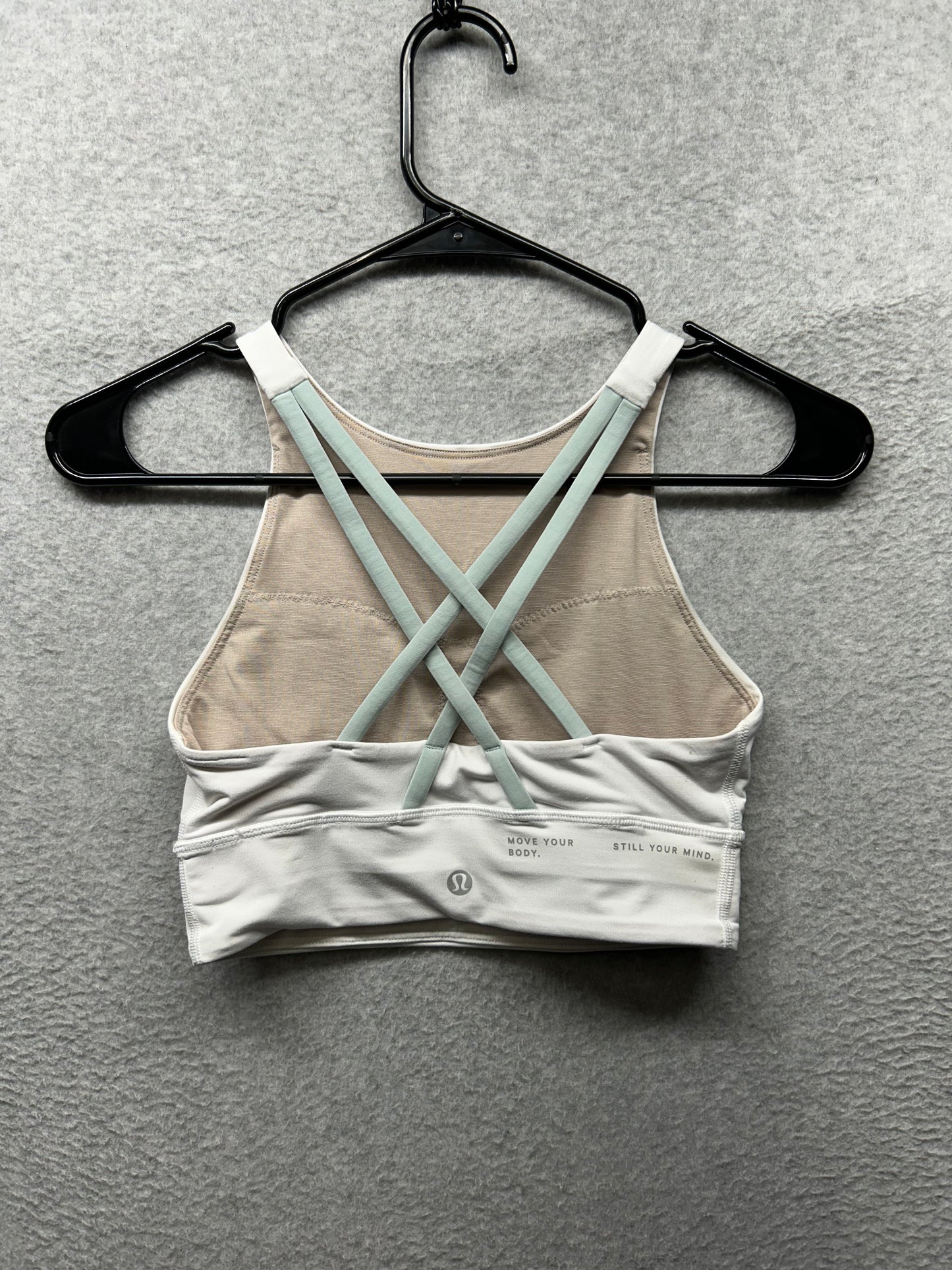 Lululemon Energy High-Neck Longline Bra Size 4 White / Silver Blue