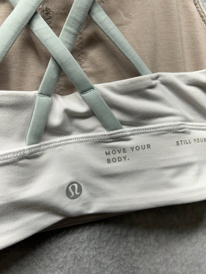 Lululemon Energy High-Neck Longline Bra Size 4 White / Silver Blue