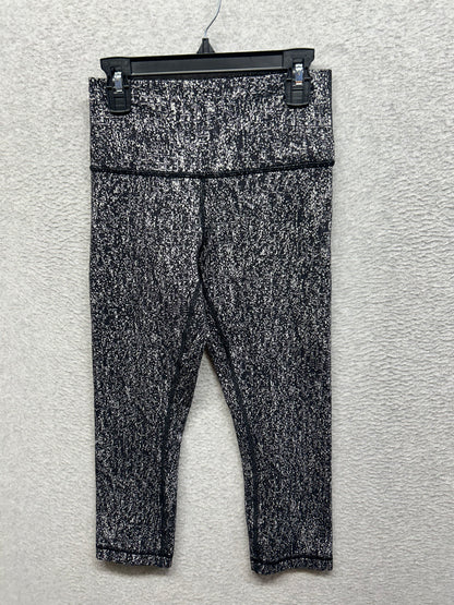 Lululemon Wunder Under Crop High-Rise 21" Luon Size 4 Suited Jacquard Black White