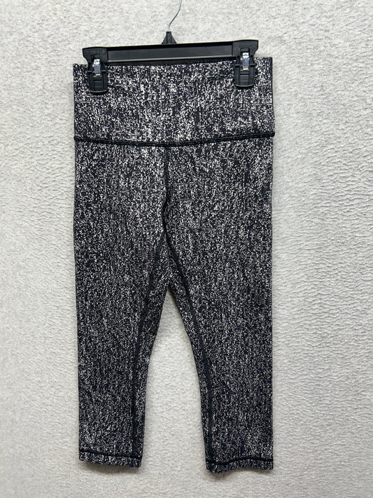 Lululemon Wunder Under Crop High-Rise 21" Luon Size 4 Suited Jacquard Black White