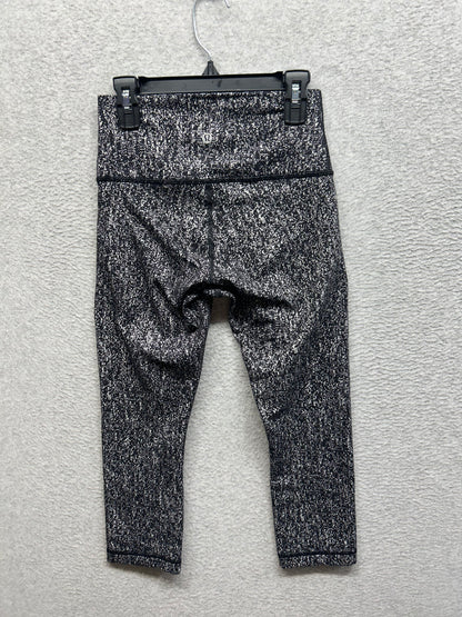 Lululemon Wunder Under Crop High-Rise 21" Luon Size 4 Suited Jacquard Black White
