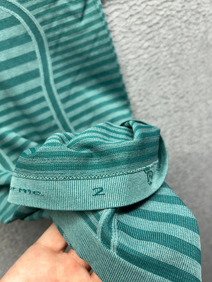 Lululemon Swiftly Tech Short Sleeve Crew Size 2 Heathered Forage Teal Striped