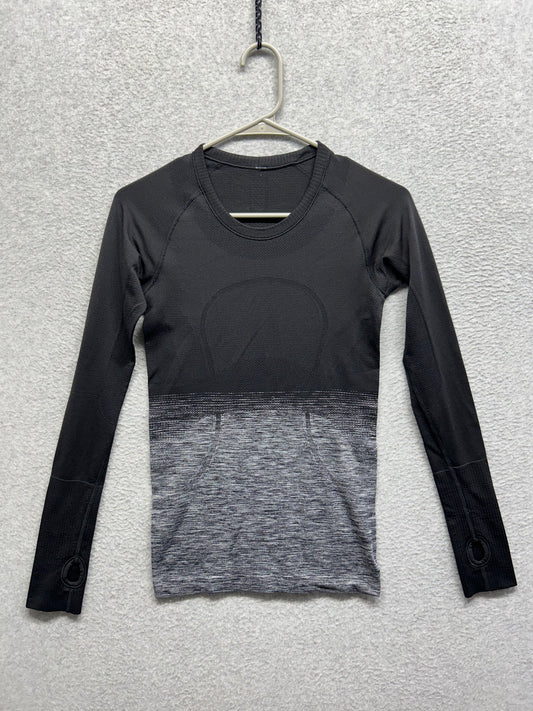 Lululemon Swiftly Tech Long Sleeve Crew Size 4 White Black Ombre