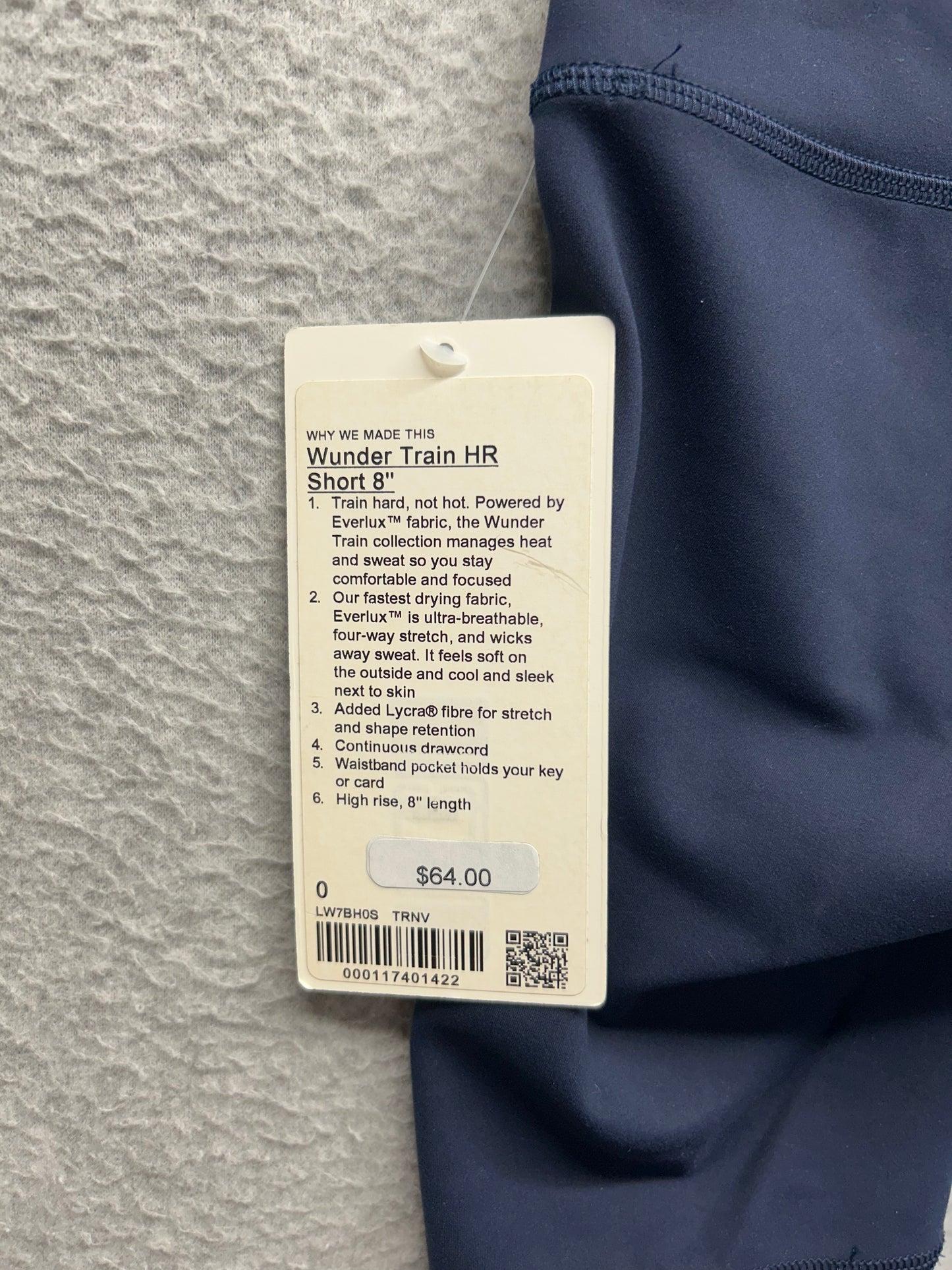 Lululemon Wunder Train High Rise Short 8" Size 0 True Navy