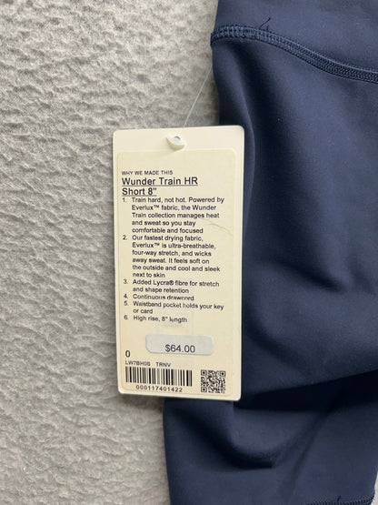 Lululemon Wunder Train High Rise Short 8" Size 0 True Navy