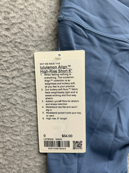 Lululemon Align High-Rise Short 6" Size 0 Washed Denim