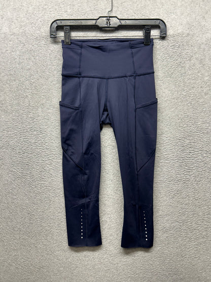 Lululemon Fast & Free Crop II Nulux 18" Size 2 Midnight Navy