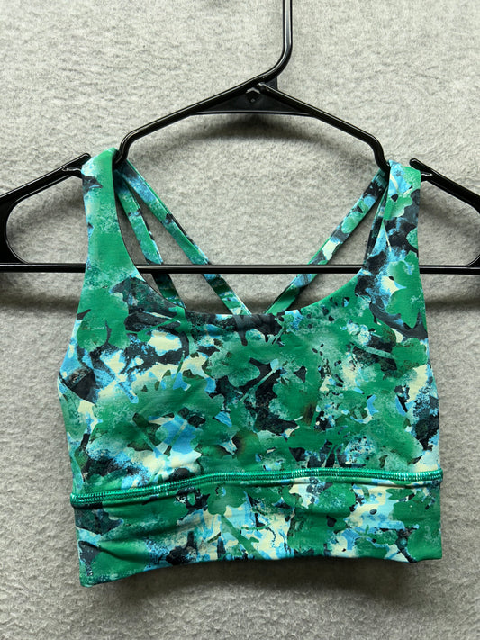Lululemon Energy Longline Bra Size 2 Urban Undergrowth Kelly Green Multi