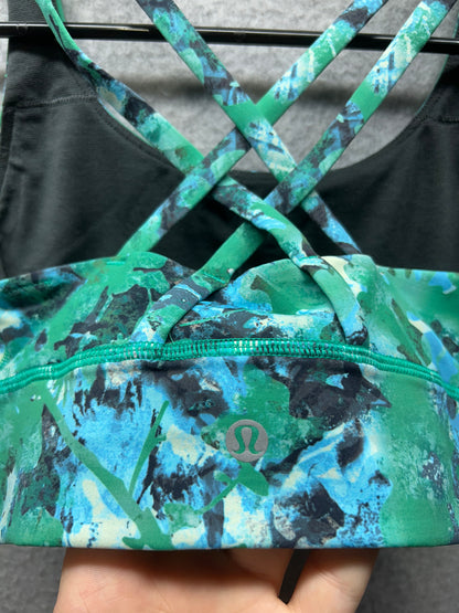 Lululemon Energy Longline Bra Size 2 Urban Undergrowth Kelly Green Multi