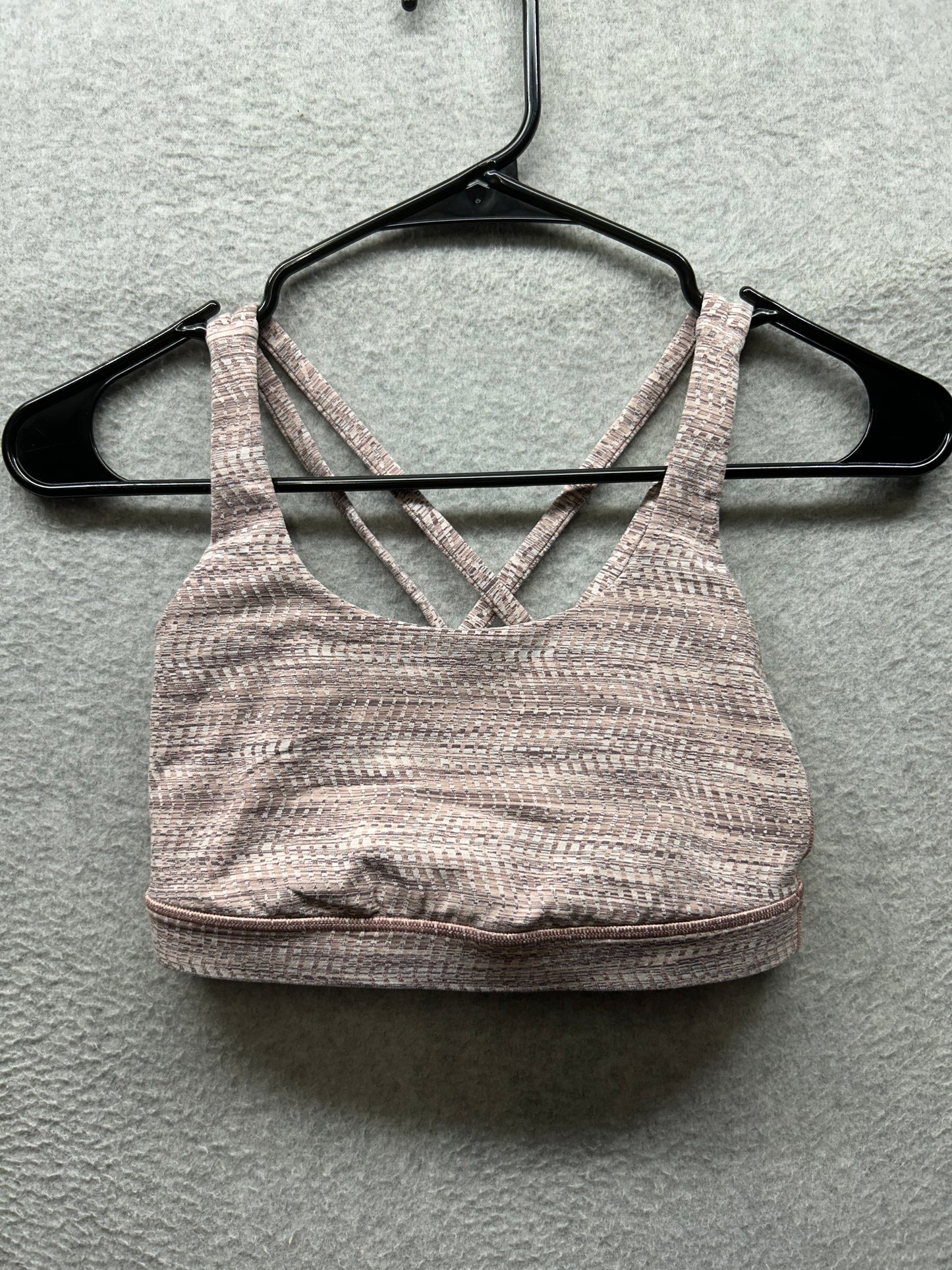 Lululemon Energy Bra Size 4 Arrow Jacquard Antique Bark Copper Coil