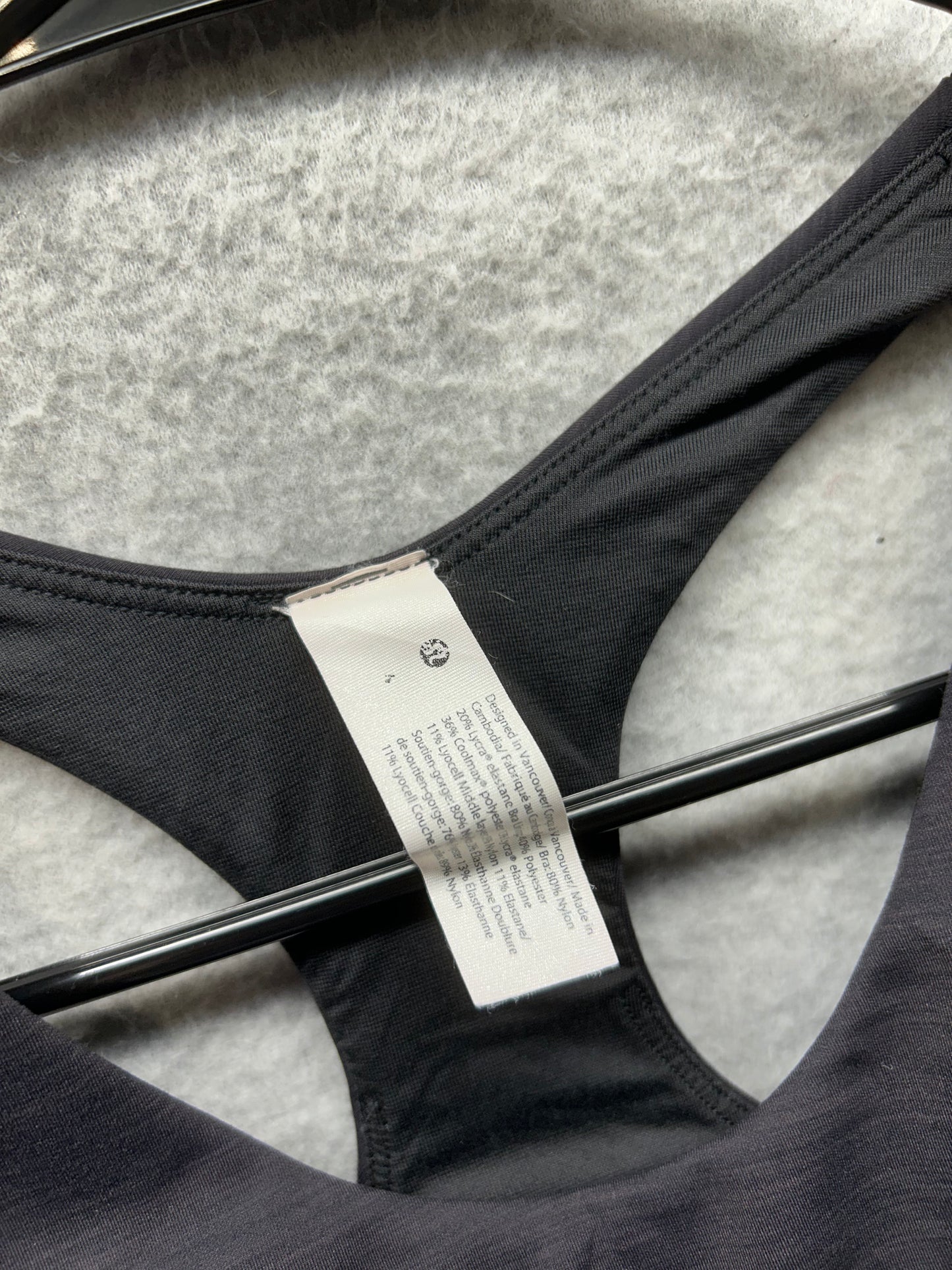 Lululemon Wunder Train Long-Line Bra Size 4 Heathered Black