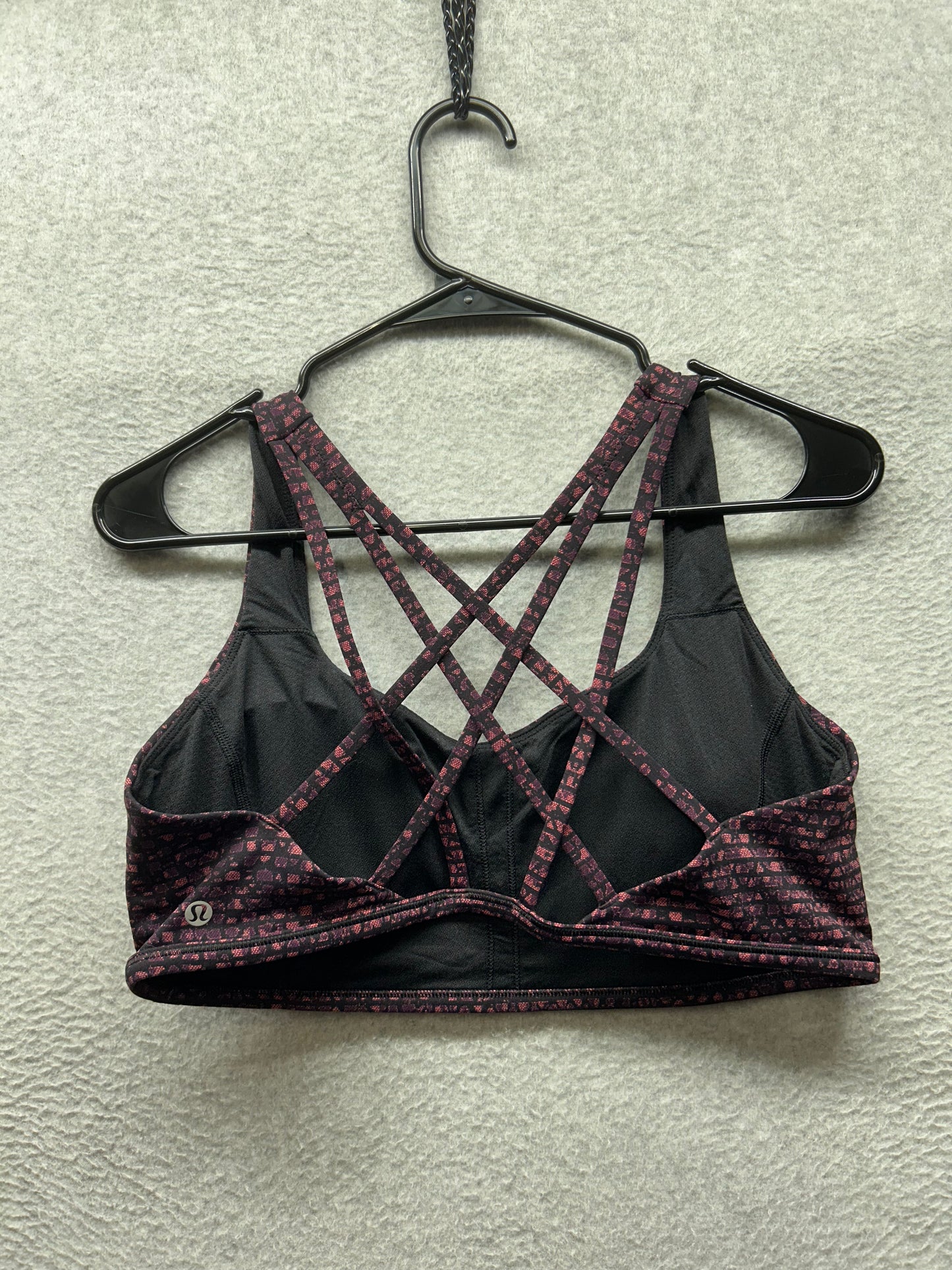 Lululemon Free To Be Tranquil Bra Size 12 Shatter Weave Dust Coral Plum