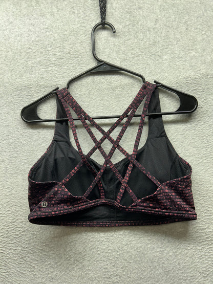 Lululemon Free To Be Tranquil Bra Size 12 Shatter Weave Dust Coral Plum