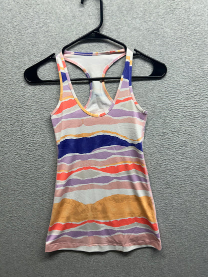 Lululemon Cool Racerback Size 2 Beacher Stripe White Iris Flower
