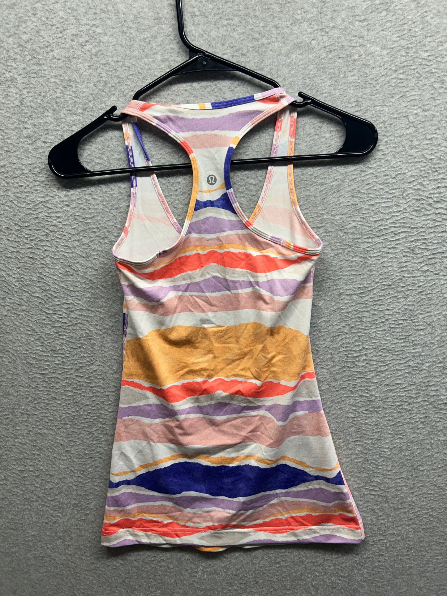Lululemon Cool Racerback Size 2 Beacher Stripe White Iris Flower