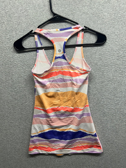 Lululemon Cool Racerback Size 2 Beacher Stripe White Iris Flower