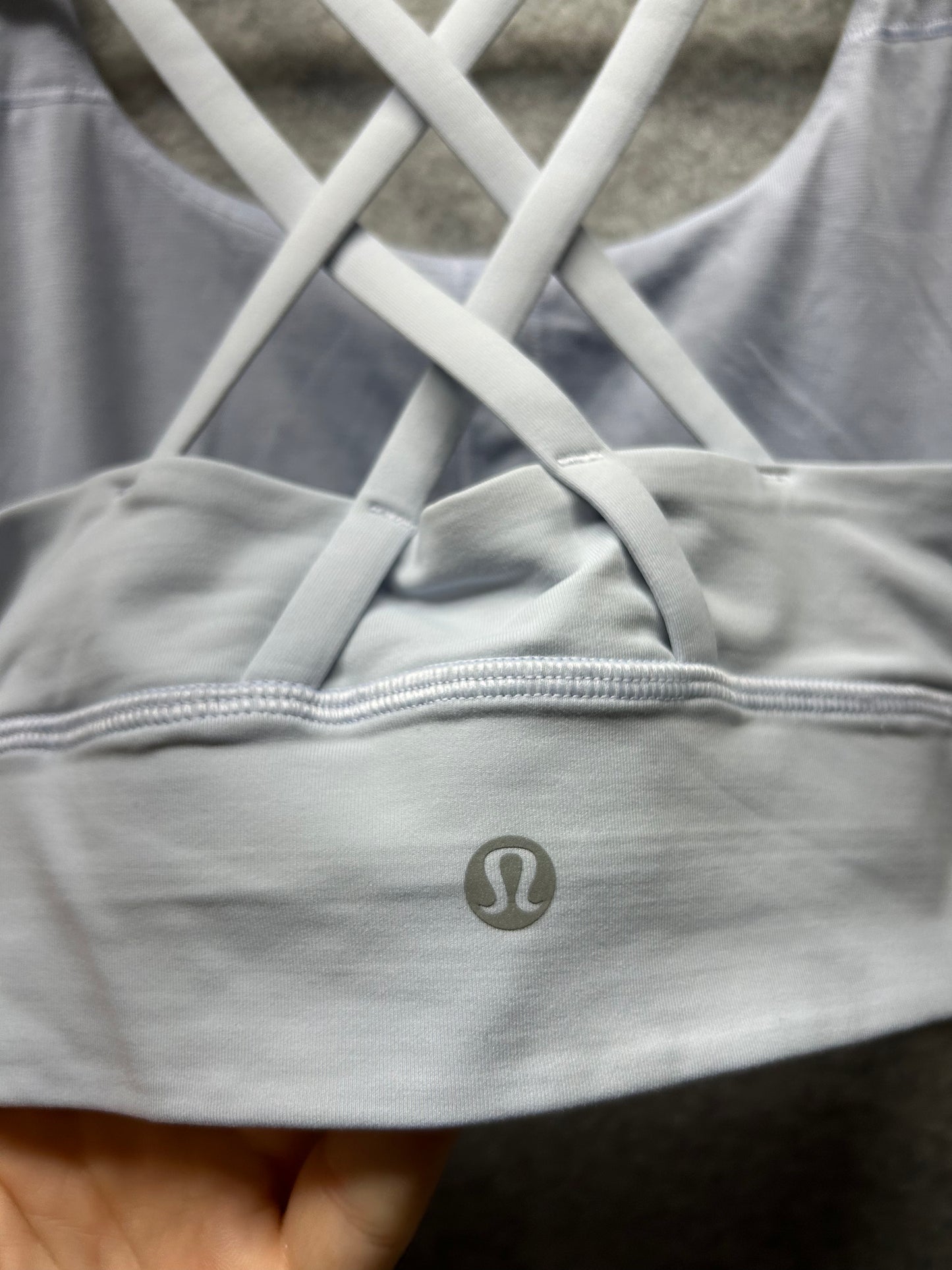 Lululemon Energy Bra Longline Size 6 Blue Linen