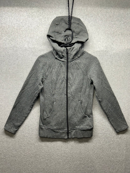 Lululemon Scuba Hoodie Light Cotton Fleece Full Zip Size 4 Heathered Speckled Black