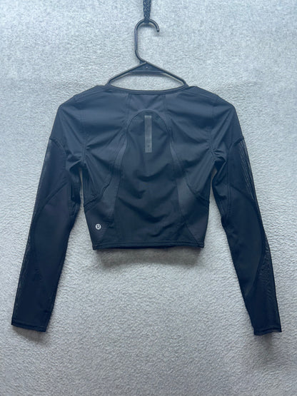 Lululemon Mesh Panelled Training Long Sleeve Shirt Size 4 Black